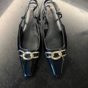 Patent Leather flat Sling Backs
